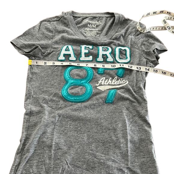 Aeropostale Gray Tee Shirt with Satin Appliqué Knit Top Y2K - Picture 6 of 8